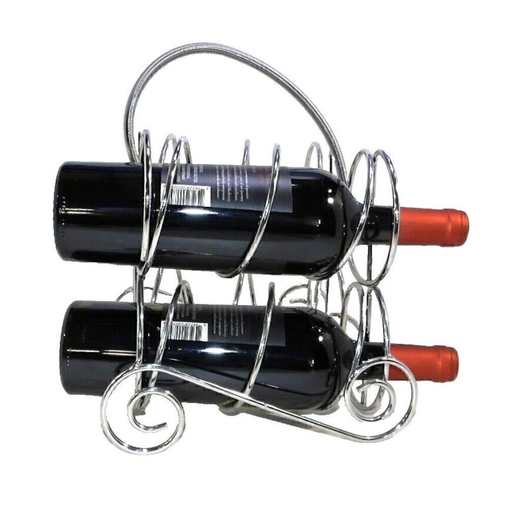 Four bottle counter top WINE RACK chrome finish approx 9 x 9 x 11.5" NEW NO TAGS
